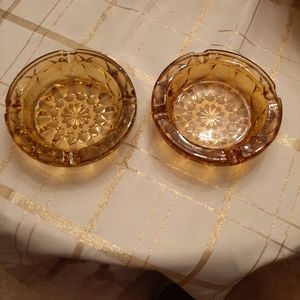 Vintage Amber Indian Glass Ash Trays